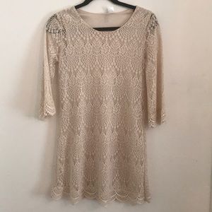 Cream colored, lacy mini dress